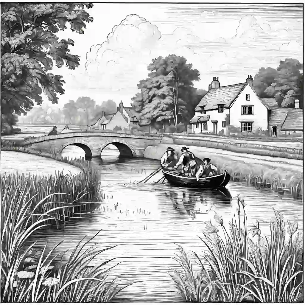 The Hay Wain by John Constable coloring pages